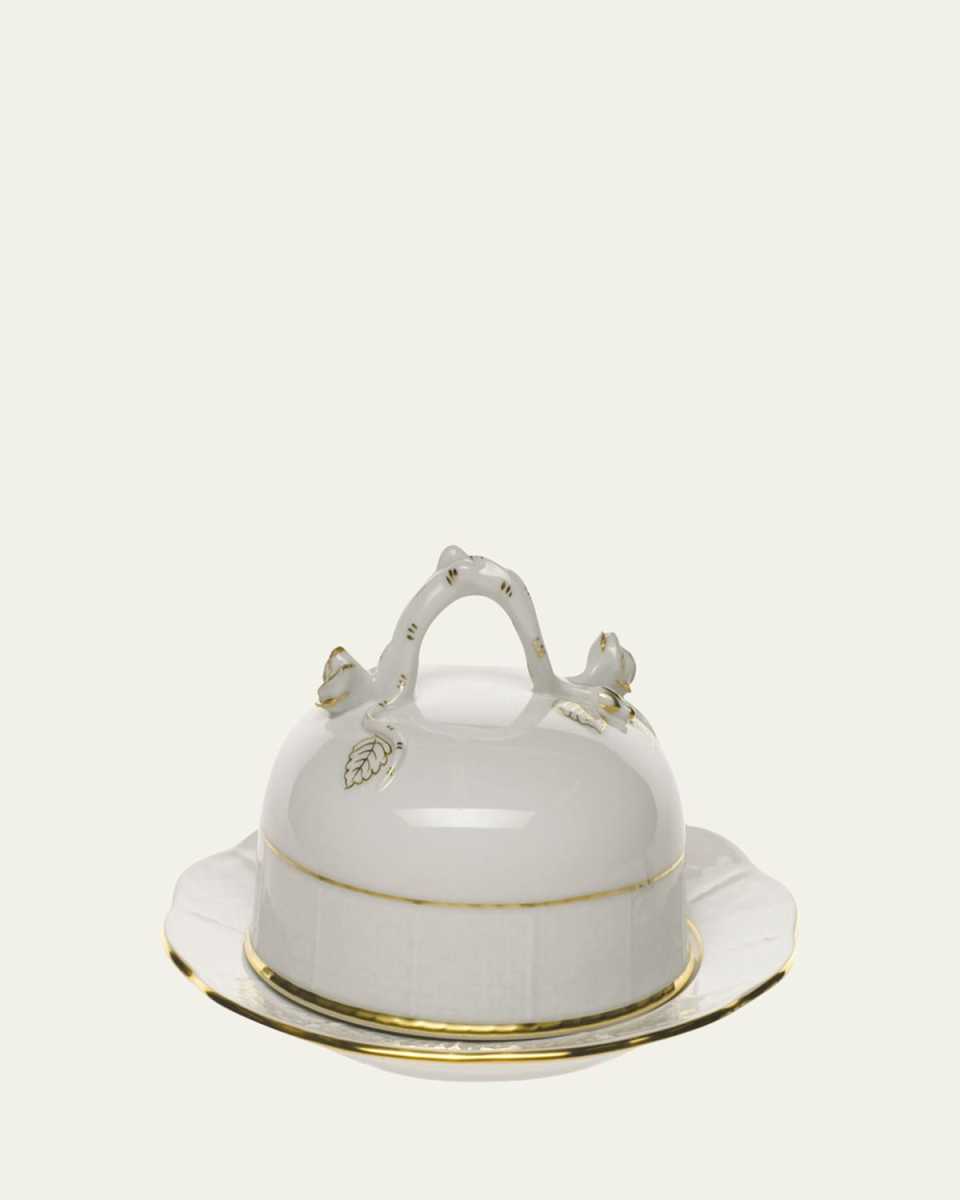 Golden Edge Covered Butter Dish